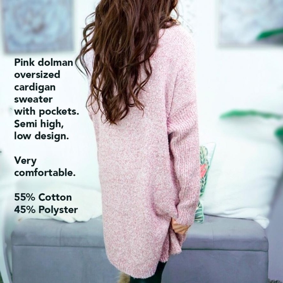 Pink Oversized Cardigan Sweater - Picture 2 of 10